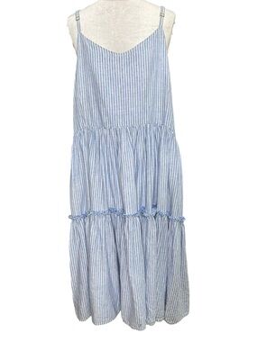 Krista Larson Blue and White Tiered Dress. One size